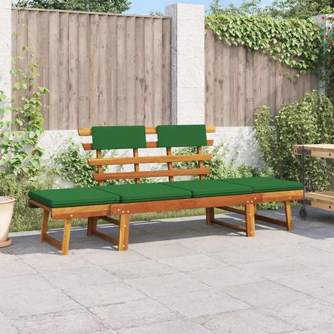 vidaXL Banco de jardín con cojines 2 en 1 190 cm madera maciza acacia (1/5)