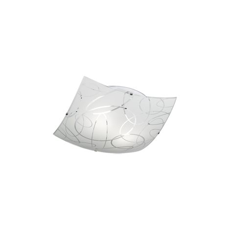 SPIRELLI PLAFONIERA QUADRATA VETRO DECORO CERCHI D. 40X40CM 2 LUCI ATTACCO E27 (1/8)