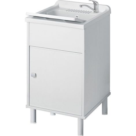 Mobile Lavatoio per Esterni in PVC Pilozzo con Sifone Piletta di Scarico (1/8)