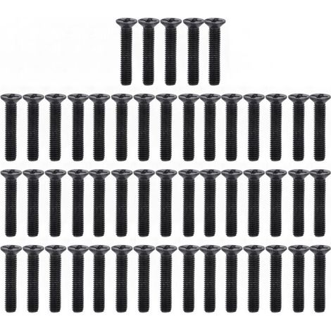 50 Pièces M3 Vis à Tête Fraisée DIN 965 Kit D'assortiment de Vis à Tête Fraisée Galvanisé Noir(M316) (1/4)