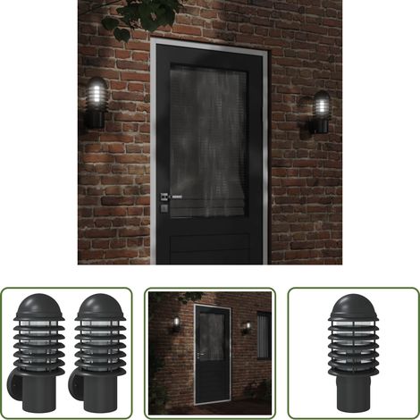 Éclairage extérieur - Appliques murales d'extérieur 2 pcs noir acier inoxydable (1/5)