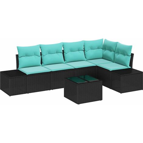 Garden Sofa Set 6 pcs Black Poly Rattan vidaXL (1/5)