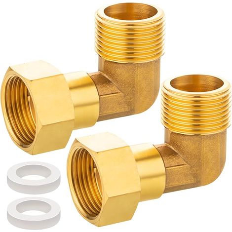 Lot de 2 raccords mobiles en laiton, 3/4" en laiton coudé 90°, 3/4" AG x 3/4" IG, raccord coudé DN20 à 90 ° pour installations d'eau et systèmes de chauffage central (1/5)