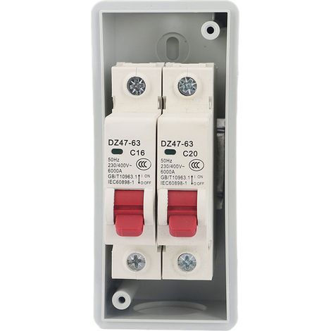 Coffret Électrique Extérieur Étanche IP65 pour Disjoncteur Modulaire C16 et C20 Type C 2 Modules 230V/400V (1/5)