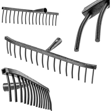 KADAX Gartenrechen aus Stahl, Rechenkopf, Gartenharke ohne Stiel, 16 Zinken