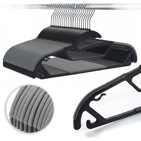 Set Kleiderbügel mit rutschfestem SOFTY-Überzug, 20 Stück, schwarz und grau