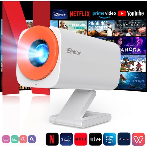 Vidéoprojecteur Portable Mini 4K avec WiFi et Bluetooth écran 130''Ntelligent Home Cinema pour Téléphone PC HDMI USB-Blanc