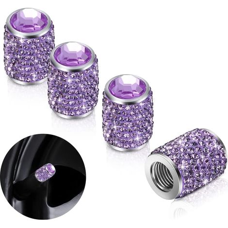 COUVERTURE DE VALVE DE TIRE ALLIME ALIMINUM MANUEL COUVERTURE DE VALVE DE TIRE RHINESTONE (violet) 4 PCS (1/5)