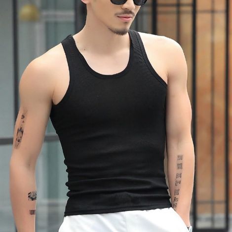 Men's Breathable V-Neck Tank Top - Mesh Training Shirt - Fitness - Bodybuilding - Casual - For Summer (1/5)