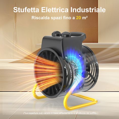 Termoventilatore 2000W - Termoventilatore a basso consumo, ideale per officina e cantiere, angolo regolabile e termostato - DAHTEC (1/5)