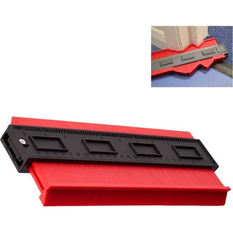 Jauge de Contour en Plastique Rouge 25cm,Copieur de Contour,Duplicateur de Profil,Outil de Mesure Précise pour Carrelage, Parquet & Bois Homme (1/5)