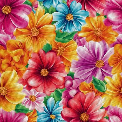 Outdoor dekostoffe oxford - Motiv Bunte Blumen DX18080 (1/5)