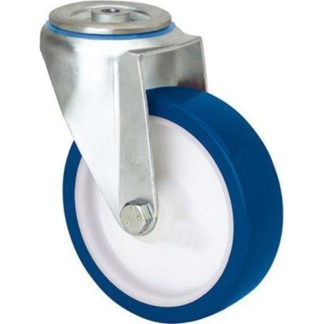 rueda giratora agujero m12 20zv200-poa poliamix blanco-poliur.azul eje liso (1/2)