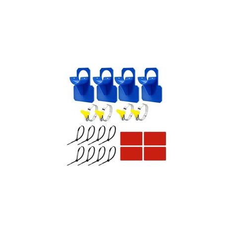 Lot de 4 supports de tuyau de piscine - Avec colliers de serrage et serre-câbles - Convient pour tuyau de piscine de 30 à 37 mm de diamètre - Bleu