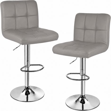 Xhomrattan – 360° drehbarer Barhocker  2er-Set  PU-Leder  Höhenverstellbar 85–115 cm  Grau