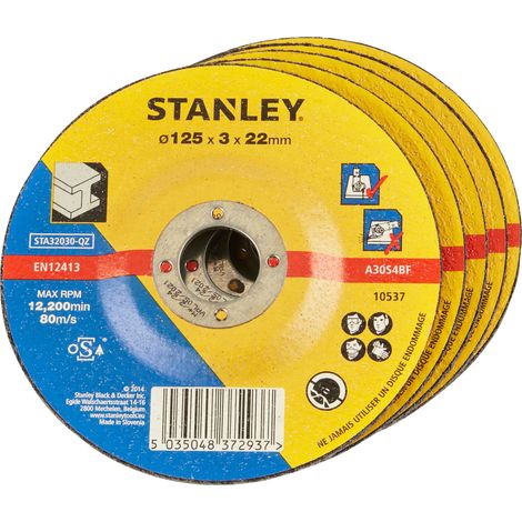 Stanley – Disque à lamelles pour meuleuse 125mm – Alésage 22mm – Épaisseur 3,2mm – Oxyde d'aluminium pour coupe métal - STA32030-QZ (1/2)