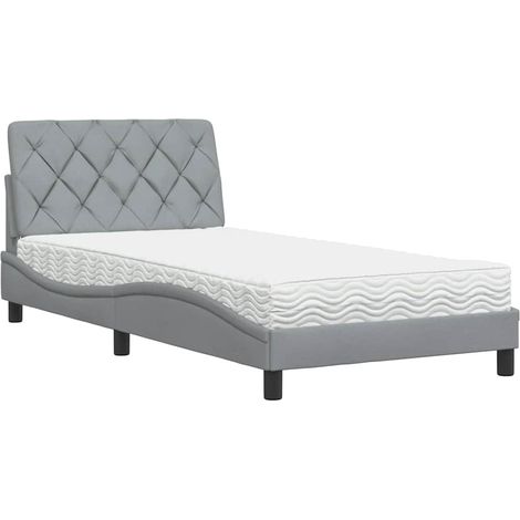 Maison Exclusive - Bett mit Matratze Hellgrau 100x200 cm Stoff