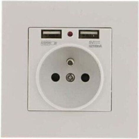 Set of 2 wall sockets, wall socket with two USB ports (5V/2100mA), built-in socket with 2 USB ports, practical and easy to use (1/4)
