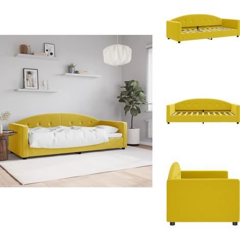 Lit de repos sans matelas jaune 80x200 cm velours - Canapé Convertible - Lit Invité - Meuble Salon - Lit Compact - Literie (1/5)