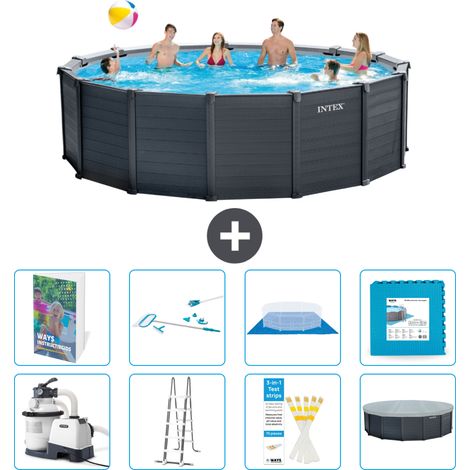 Intex Piscine Graphite Panel Ronde - 478x124 cm - 9-pièces  S539 (1/4)