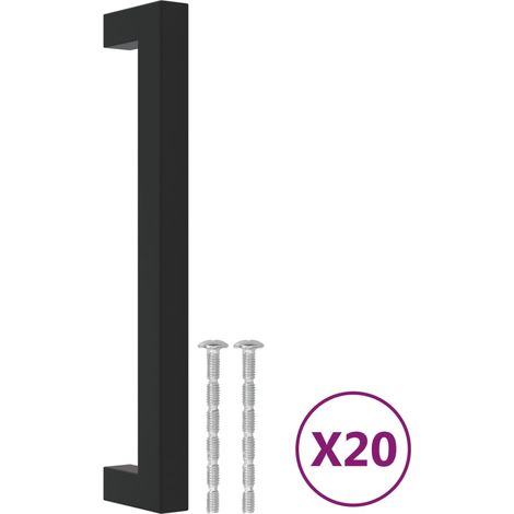 vidaXL Tiradores para armarios 20 uds acero inoxidable negro 160 mm (1/2)