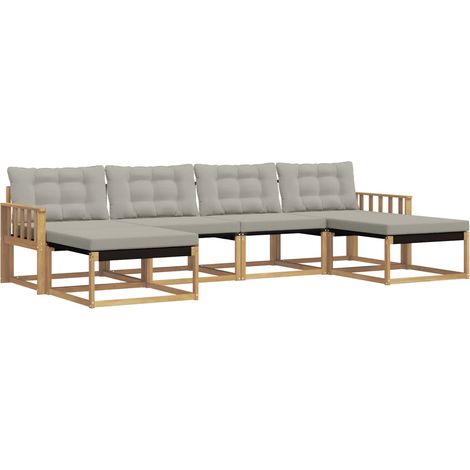 Set di divani da esterno 6 pz 6-Posti Bianco e Grigio Chiaro vidaXL (1/5)