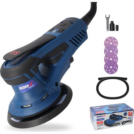 Ponceuse excentrique 350 W, Ø 150 mm – Sans brosse, vitesse de rotation réglable 4000–10000 tr/min, aspiration de la poussière, design ergonomique avec poignée douce, kit d'accessoires inclus (1/5)