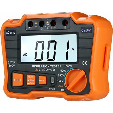 GABRIELLE Isolationswiderstandstester DCV ACV Messgerät 1000 V Erdung Megger Megohmmeter MegOhm Voltmeter mit hintergrundbeleuchtetem LCD-Display