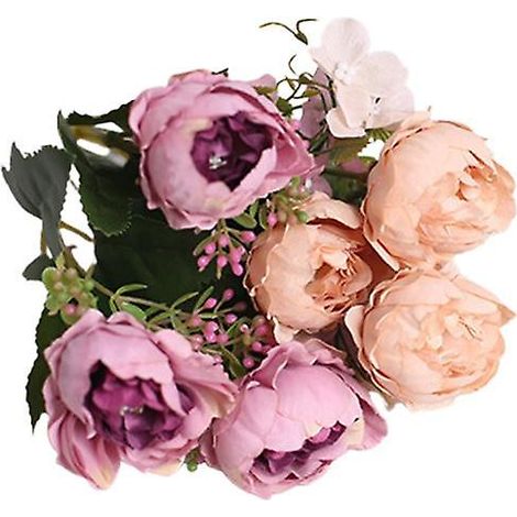 Bouquet de roses artificielles 3D qui ne se fanent pas, pivoines artificielles à faire soi-même pour la maisonviolet (1/5)