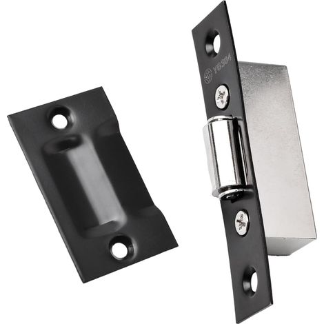 Loquet à rouleau silencieux, loquet à boule robuste avec gâche pour porte de placard (noir)