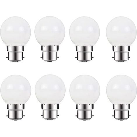 Lot de 8 ampoules LED couleur mini globe G45 B22 à baïonnette 3 W blanc pour décoration maison bar et fête (1/5)
