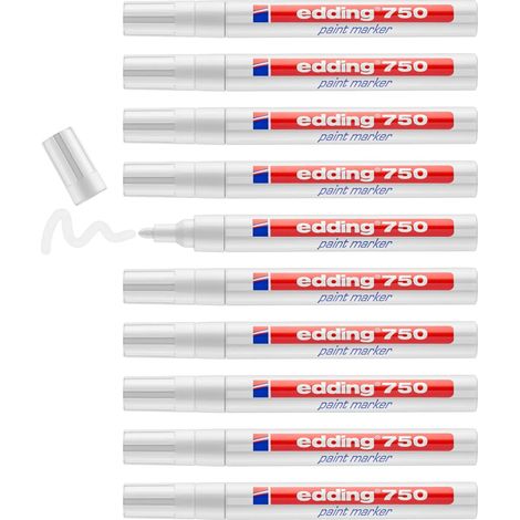marqueur peinture - blanc - 10 stylos - pointe ronde 2-4 mm - marqueur de peinture pour l'étiquetage du métal, verre, roche ou du plastique - résistant à la chaleur, permanent et étanche (1/5)