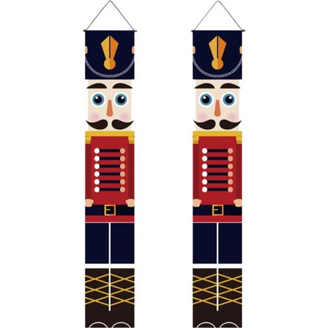 Guirlande De Porte Noël - Guirlande En Polyester Avec Motif Soldat Casse-Noisette - Pour Porte D'Entrée Extérieure - 1 Paire (1/5)