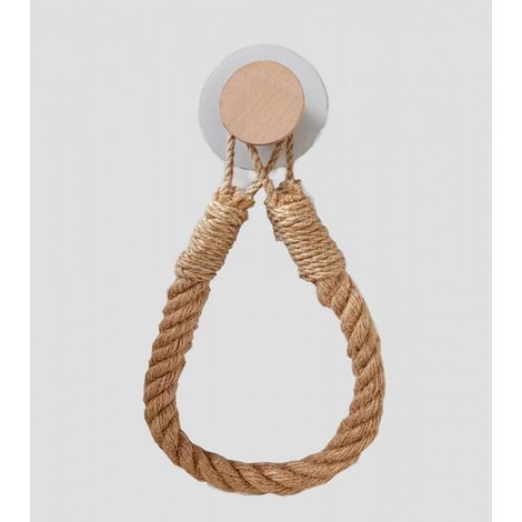 Selbstklebender Toilettenpapierhalter aus Holz – Kein Bohren erforderlich – Vintage-Dekor – Boho-Stil – Mit Seil für Küche, Bad und Toilette