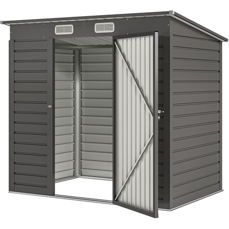 Abri de jardin acier 2.3m² cabanon porte verrouillable 191 x 130 x 166.5-183 cm