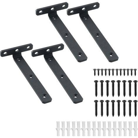 Lot de 4 Supports d' Étagère Flottants, 15 x 7.5 CM, Fixation Étagères Murale Invisible, Supports Étagères Flottante Durable, Noir (1/5)