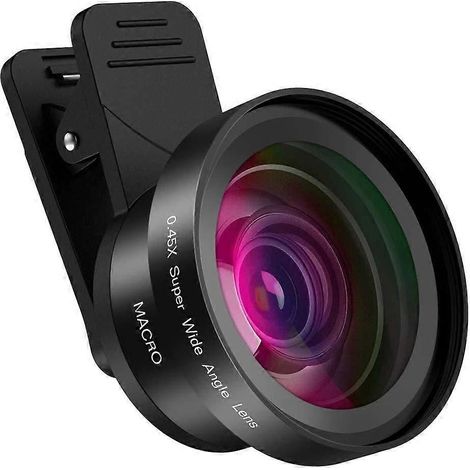 Kit d'objectifs professionnels pour iPhone, Samsung, Pixel, comprenant des objectifs macro et grand angle, une lampe LED et un étui de voyage. (1/5)