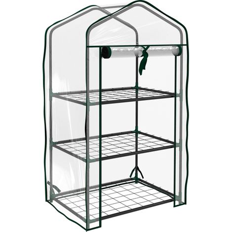 Serre de jardin, avec étagères, avec porte, 59 x 39 x 127 cm, pour jardin et terrasse, 1 porte avec fermeture éclair pour la culture des plantes 59 x