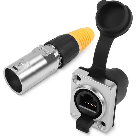 rj45 Connecteur Étanche CAT6 8P8C Panneau Montage Extérieur IP65, Prises+Câble Protection Gaine (1/5)