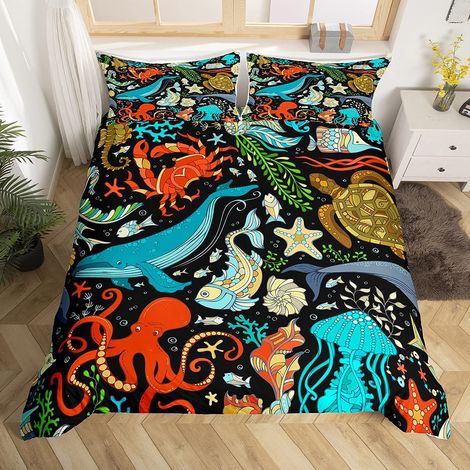 Housse de Couette Animaux Marins pour Enfants, Garons et Filles, Aquarium, Simple (1/5)
