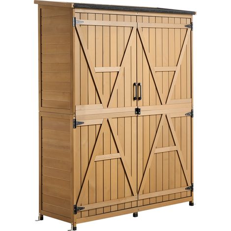 VEVOR Cobertizo de Jardín para Almacenamiento Caseta de Madera de Exterior, con Tejado Inclinado Puerta con Cerrojo Estantes, a Prueba de Lluvia, Armario para Herramientas en Jardín Patio Terraza (1/5)