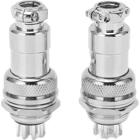 Lot de 2 connecteurs aéronautiques 12 broches en alliage de zinc (prise et fiche), ouverture de 20 mm, 250 V (1/5)