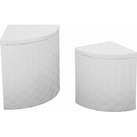 Set 2 Ceste Portabiancheria paper bianco angol con fodera
