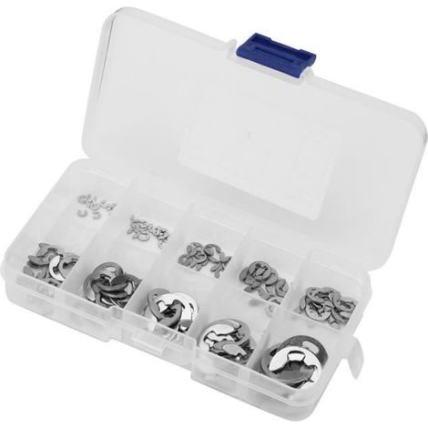 Circlip - Acier Inoxydable 304 - Diamètre 1,5 mm à 10 mm - Pour Rainure d'Arbre - Kit de 120 Pièces (1/3)