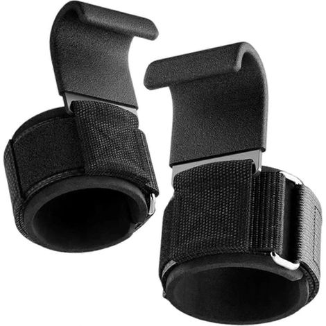 Lot de 2 sangles de poignet, crochets et gants pour haltérophilie  compatible avec le soulevé de terre, la force athlétique, les haltères, les kettlebells, le bodybuilding, etc. (1/5)