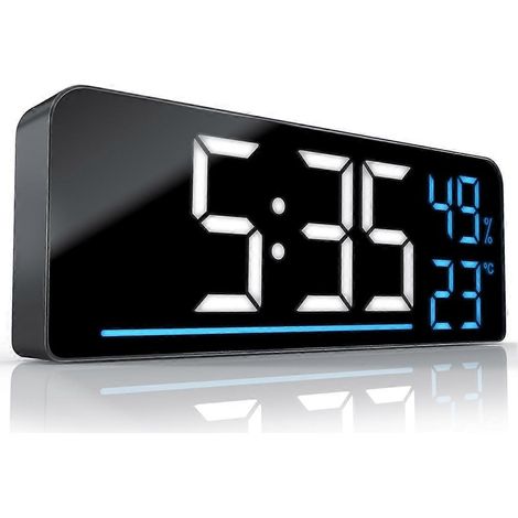 24 cm LED-Digitalwecker – Großes, klares Digitaldisplay mit Farbanzeige, hintergrundbeleuchteter Nachttischwecker, großes, leuchtendes Zifferblatt (1/5)