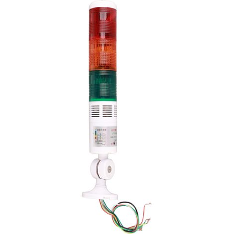Feu de signalisation LED 3 étages rouge jaune vert IP54, lampe d'avertissement industrielle pliable avec buzzer 24V DC (1/5)