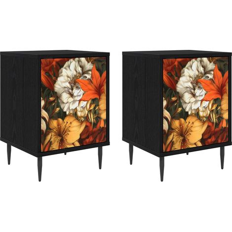Mesa de noche GENNEP 2 uds. Roble Negro 36 x 33 x 51 cm vidaXL (1/5)