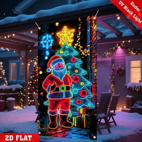 Nouvelle bannière de porte de Noël créative, mignonne et populaire - rideau de Noël fluorescent - plusieurs couleurs -