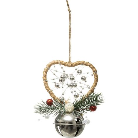 Sujet de Noël Grelot "Héritage" 12cm Argent & Beige